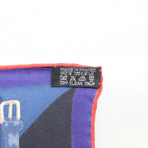 HERMES Carre 70 Scarf ""Brides et Harnais de Pologne"" Silk Blue - Picture 9 of 10